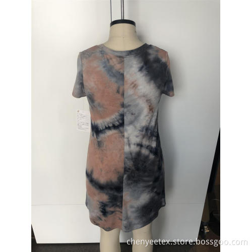 Ink tie - dyed long dresses